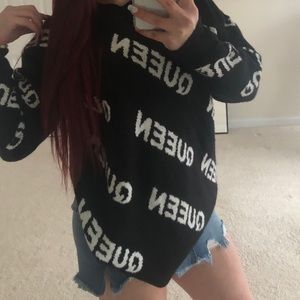 Forever21 oversize sweater black/white Queen stamp